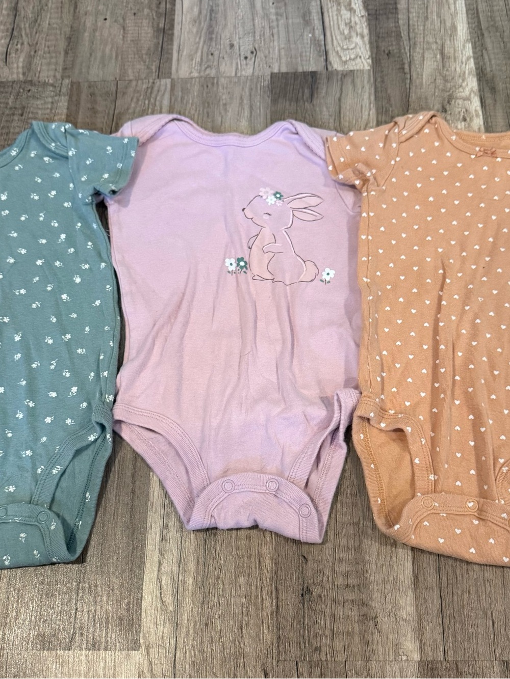 Carter's Baby One-Piece Bodysuit Set — Green, Pink, Peach